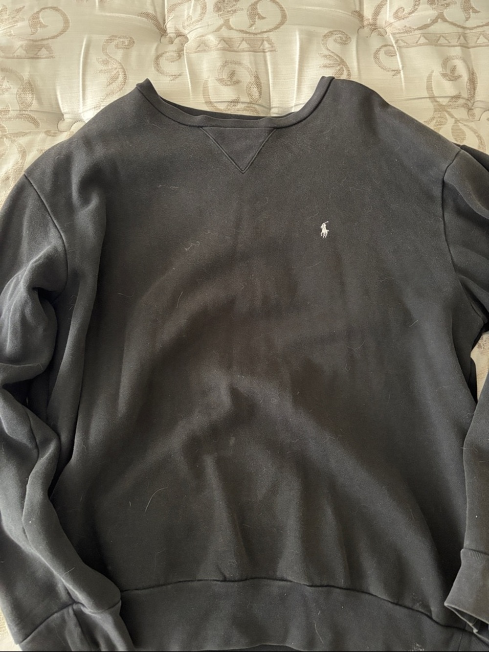 Polo by Ralph Lauren Black Crewneck Sweatshirt with White Pony Logo